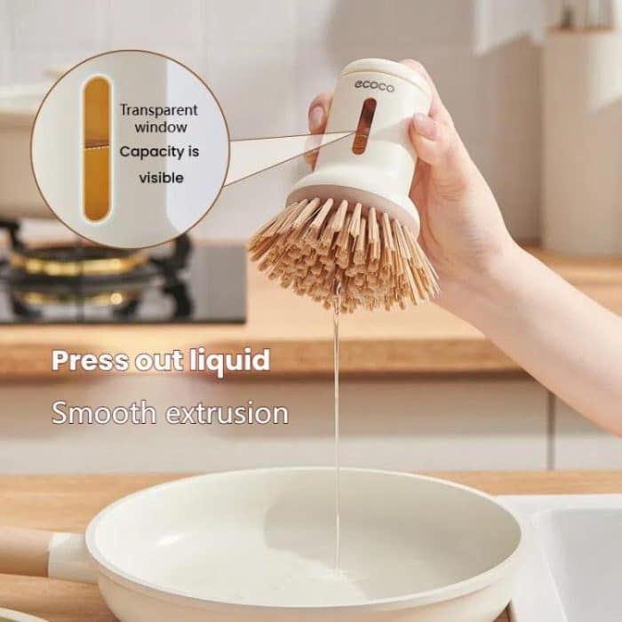 2 teile/satz ecoco Topfwaschbürste Kurzer Griff Quetschbar + Langer Griff Drehbare Haushalts-Geschirrspülbürste – Bild 7