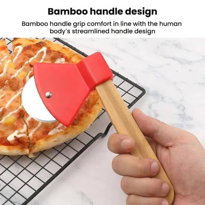 Axt Pizzaschneider aus Edelstahl zum Backen, Pizzaroller, Messer, runder Tortenschneider – Bild 8