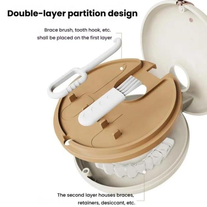 Tragbare unsichtbare Zahnspangenbox, Zahnprothesen-Aufbewahrungsbox mit Zahnhaken-Set – Bild 6
