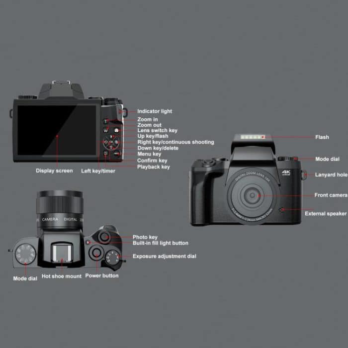 FSD-W5 4-Zoll-Touchscreen WiFi-Übertragung 4K HD Digitalkamera Student Foto SLR, FSD-W5 – Bild 3