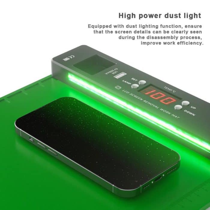 BAKU BA-940 16-Zoll-LCD-Bildschirmentfernungs-Arbeitsmatte mit Heizsystem und Staubbeleuchtung, US Plug, EU Plug – Bild 4