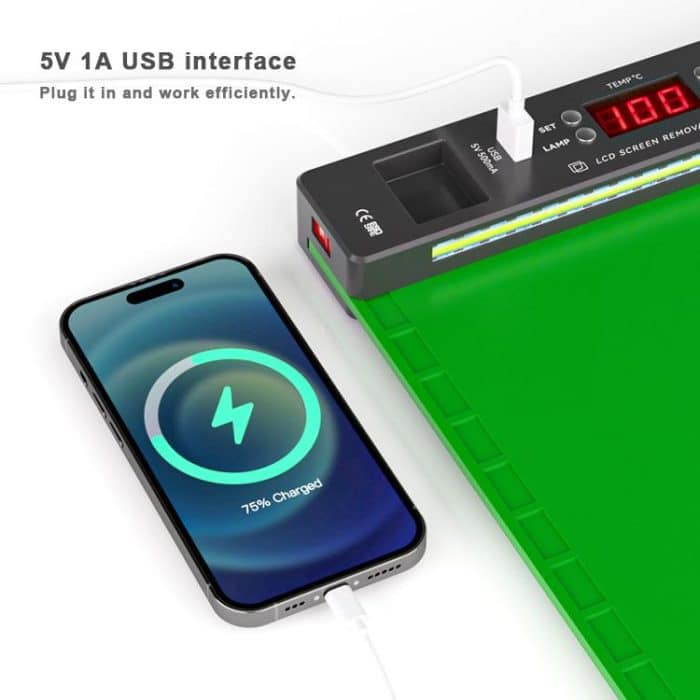 BAKU BA-940 16-Zoll-LCD-Bildschirmentfernungs-Arbeitsmatte mit Heizsystem und Staubbeleuchtung, US Plug, EU Plug – Bild 5