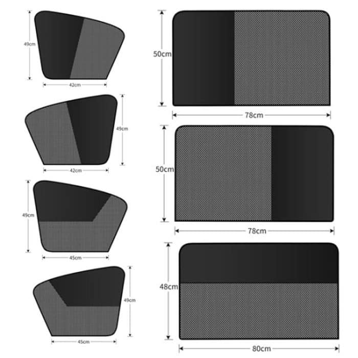 Universeller magnetischer Auto-Sonnenschutz, doppeltes Spleißen, atmungsaktive Autovorhänge, Vertical Splicing Driver, Vertical Splicing Passenger, Vertical Splicing Left Rear, Vertical Splicing Right Rear, Horizontal Splicing Driver... – Bild 3