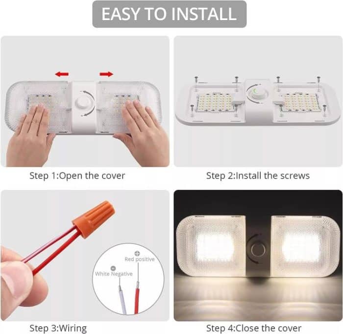 12-24V RV Licht 120 LEDs 3-Farben-Temperatur Drehknopf Dimmen Dach Licht, FC01 – Bild 7