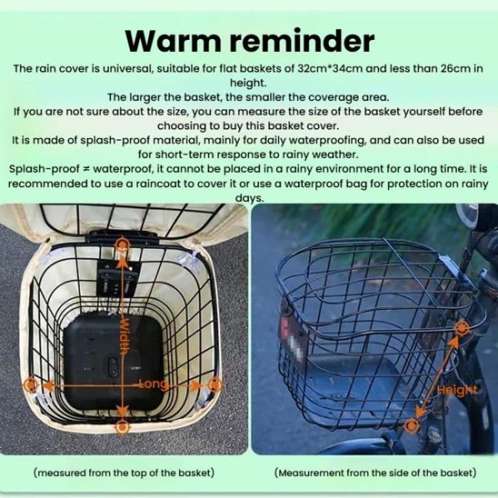 E-Bike Korb Sonnenschutz Abdeckung Hängetasche Regenschutz Aufbewahrungstasche – Bild 8