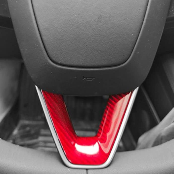 Für Tesla Modell 3 Auto Modifikation Innen Carbon Fiber Lenkrad Patch, Matte, Glossy, Red, Froged Pattern – Bild 2