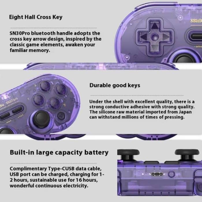 8BitDo SN30 Pro Retro Special Edition Durchscheinendes kabelloses Bluetooth-Gamepad für mehrere Plattformen – Bild 4