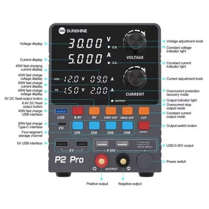 SUNSHINE P2 Pro 330 W Intelligenter DC-Spannungsregler, Stromversorgung, Ringkerntransformator, 30 V, 5 A Ausgang, Reparaturwerkzeug, SUNSHINE P2 Pro – Bild 3