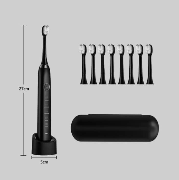 Sarmocare S100 IPX7 wasserdichte tragbare elektrische Schallzahnbürste mit 8 Bürstenköpfen – Bild 3