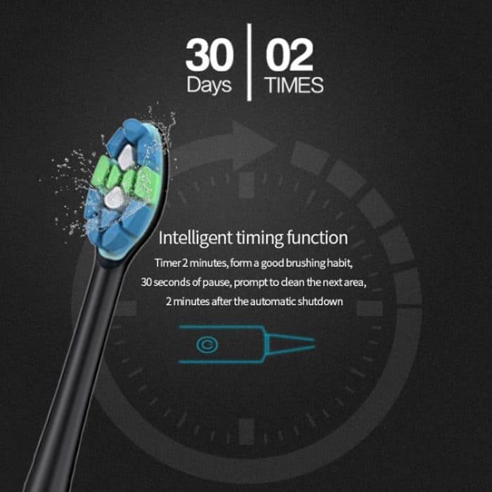 IPX7 wasserdichte, intelligente, tragbare elektrische Schallzahnbürste mit 6 Bürstenköpfen – Bild 7