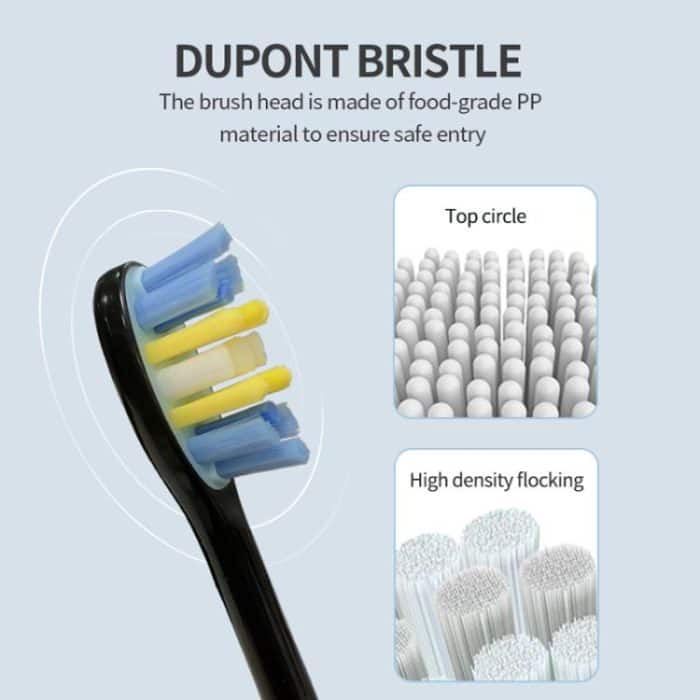 IPX7 wasserdichte, tragbare, wiederaufladbare, kabellose elektrische Schallzahnbürste mit 6 Bürstenköpfen – Bild 5