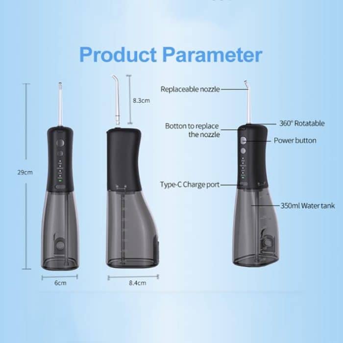 F500 IPX7 Wasserdichter 350ml wiederaufladbarer tragbarer Handpuls-Elektroflosser – Bild 3