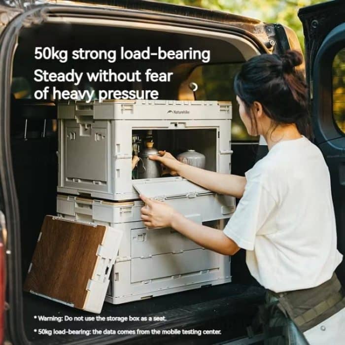 Naturehike Outdoor Große Kapazität Klappbare Aufbewahrungsbox Tragbarer Campingtisch, 23L Light Gray, 52L Light Gray – Bild 3