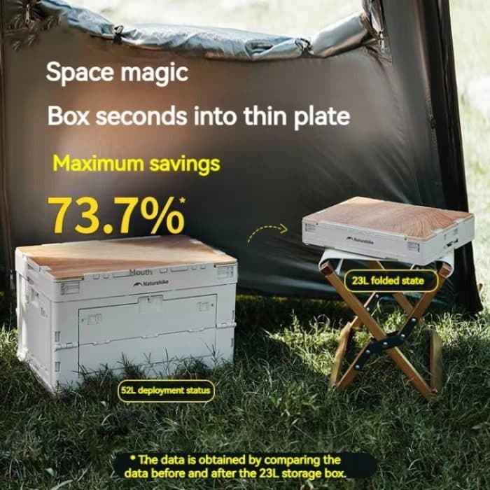 Naturehike Outdoor Große Kapazität Klappbare Aufbewahrungsbox Tragbarer Campingtisch, 23L Light Gray, 52L Light Gray – Bild 5