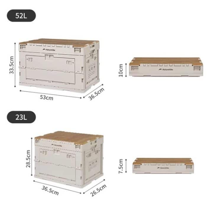 Naturehike Outdoor Große Kapazität Klappbare Aufbewahrungsbox Tragbarer Campingtisch, 23L Light Gray, 52L Light Gray – Bild 8