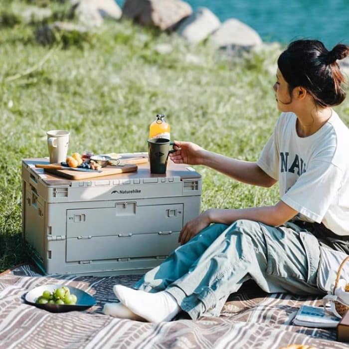 Naturehike Outdoor Große Kapazität Klappbare Aufbewahrungsbox Tragbarer Campingtisch, 23L Light Gray, 52L Light Gray – Bild 10
