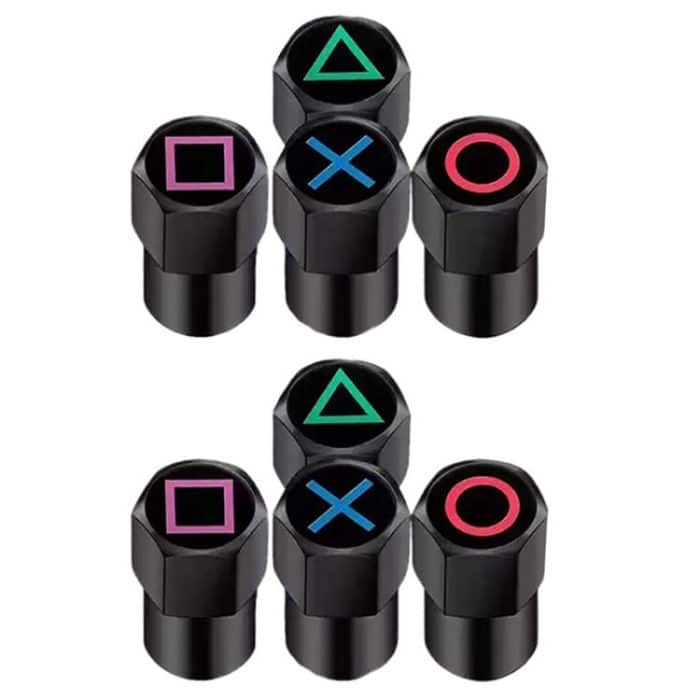 TBD0605815101.jpg 2 Sätze Automodifikation Aluminium-Reifenventilkappen, Graphic Model, Alphabet Model, Red Logo, Blue Logo – Bild 1