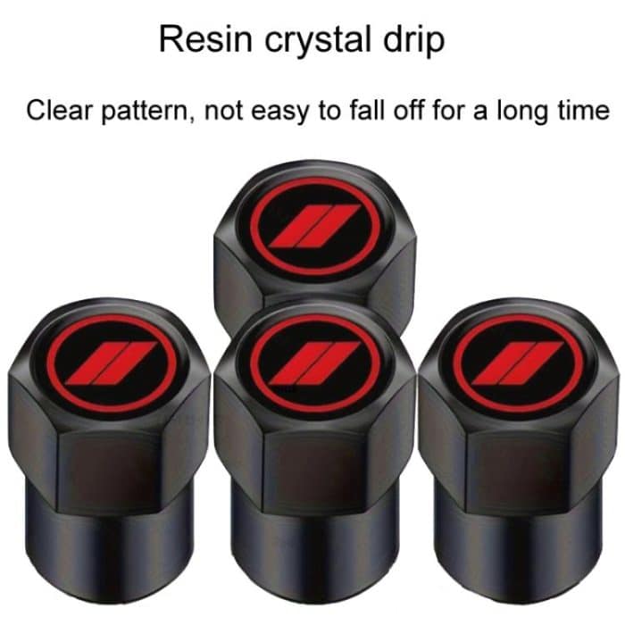 2 Sätze Automodifikation Aluminium-Reifenventilkappen, Graphic Model, Alphabet Model, Red Logo, Blue Logo – Bild 3