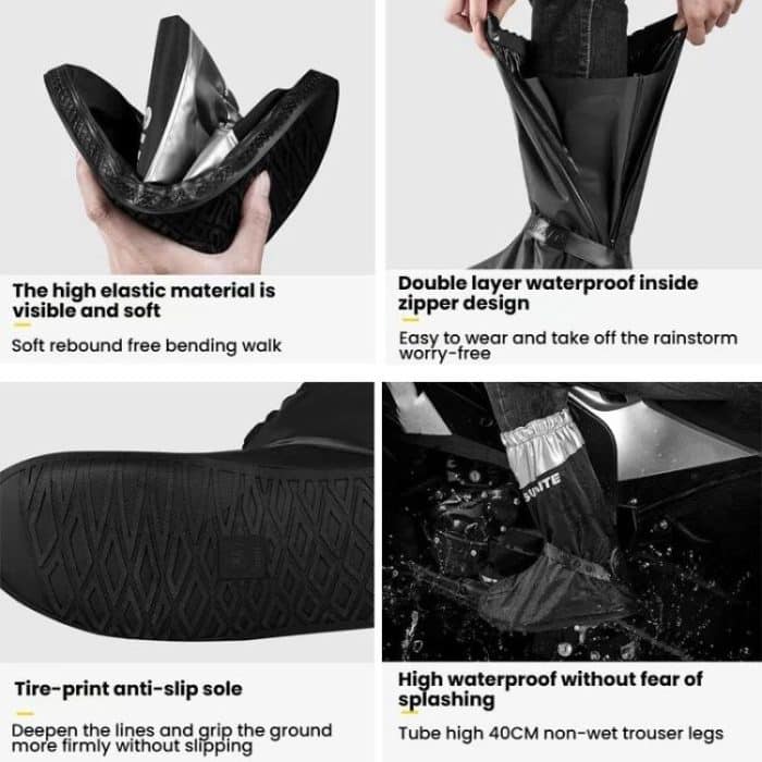 SULAITE Motorrad-Überschuh, verdickt, rutschfest, verschleißfest, Regenschuhe, Outdoor-Reiten, Regenstiefel für Erwachsene, S, M, L, XL, 2XL – Bild 5