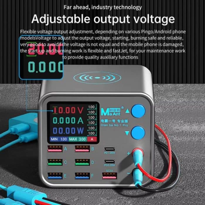 MaAnt DianBa No.1 Pro Multi-Port-Ladegerät 9-Ports mit Digitalanzeige Power Wireless Charger, DianBa No.1 Pro, EU Plug – Bild 11