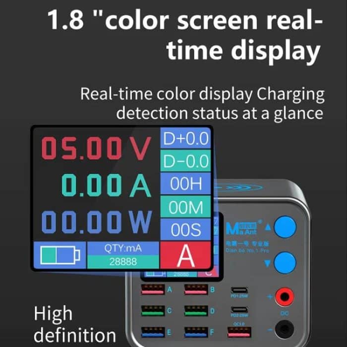 MaAnt DianBa No.1 Pro Multi-Port-Ladegerät 9-Ports mit Digitalanzeige Power Wireless Charger, DianBa No.1 Pro, EU Plug – Bild 12