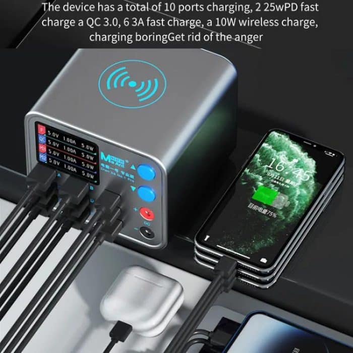 MaAnt DianBa No.1 Pro Multi-Port-Ladegerät 9-Ports mit Digitalanzeige Power Wireless Charger, DianBa No.1 Pro, EU Plug – Bild 14