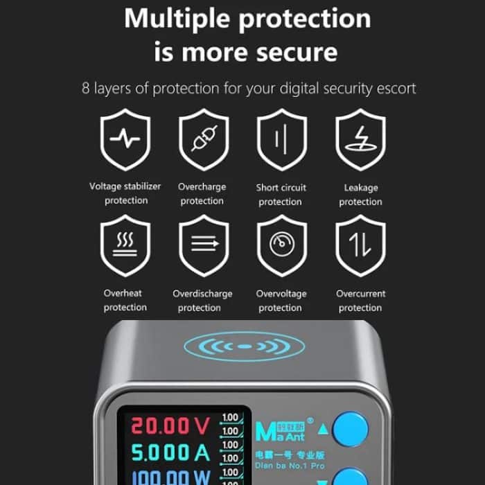 MaAnt DianBa No.1 Pro Multi-Port-Ladegerät 9-Ports mit Digitalanzeige Power Wireless Charger, DianBa No.1 Pro, EU Plug – Bild 8