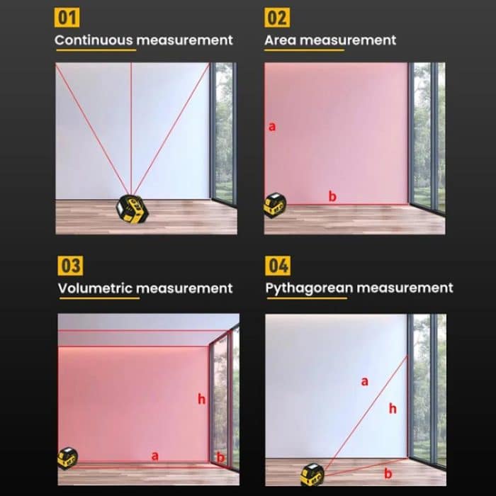2-in-1 wiederaufladbarer Infrarot-Laser-Entfernungsmesser + 5 m Maßband, Laser 40m, Laser 80m – Bild 7