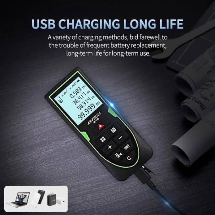ARTBULL Laser-Entfernungsmesser Handheld-Raummessgerät Elektronisches Lineal, ARTBULL 100m – Bild 5