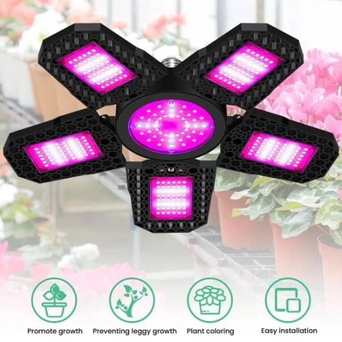 Fünfblättriges faltbares, umwandelbares LED-Pflanzenlicht, Gewächshaus, Kindergarten, rote und blaue Pflanzenfülllichter, 216 LEDs, 252 LEDs, 288 LEDs – Bild 2