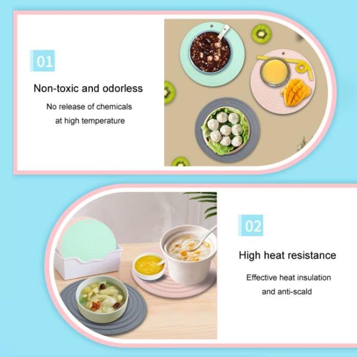 Runde Wärmedämmmatte aus lebensmittelechtem Silikon für die Küche, Verbrühungs- und Rutschschutz – Bild 4