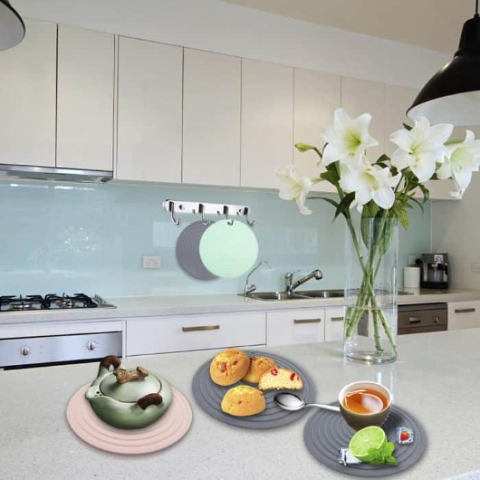 Runde Wärmedämmmatte aus lebensmittelechtem Silikon für die Küche, Verbrühungs- und Rutschschutz – Bild 7