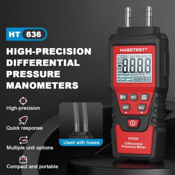 HABOTEST HT636 Hochpräzises Differenzdruckmessgerät Digitaler Mikrodrucktester – Bild 2