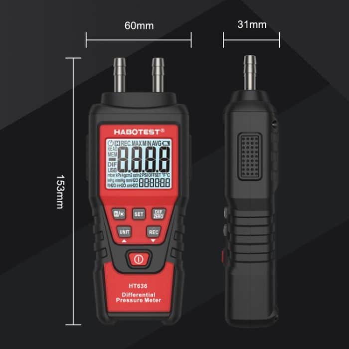 HABOTEST HT636 Hochpräzises Differenzdruckmessgerät Digitaler Mikrodrucktester – Bild 3