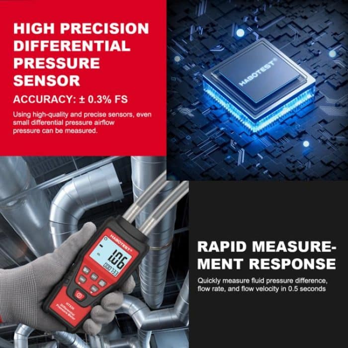 HABOTEST HT636 Hochpräzises Differenzdruckmessgerät Digitaler Mikrodrucktester – Bild 7