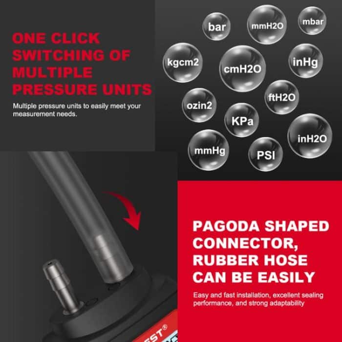 HABOTEST HT636 Hochpräzises Differenzdruckmessgerät Digitaler Mikrodrucktester – Bild 8