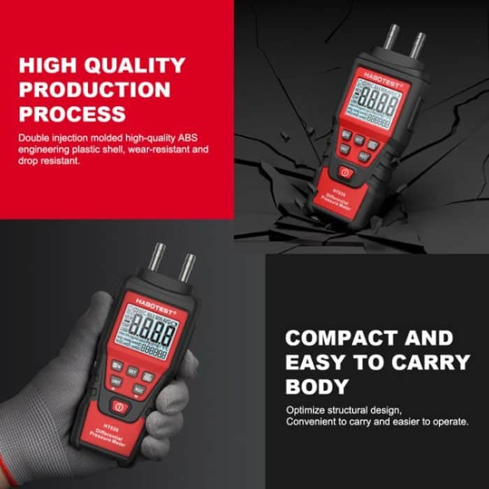 HABOTEST HT636 Hochpräzises Differenzdruckmessgerät Digitaler Mikrodrucktester – Bild 9