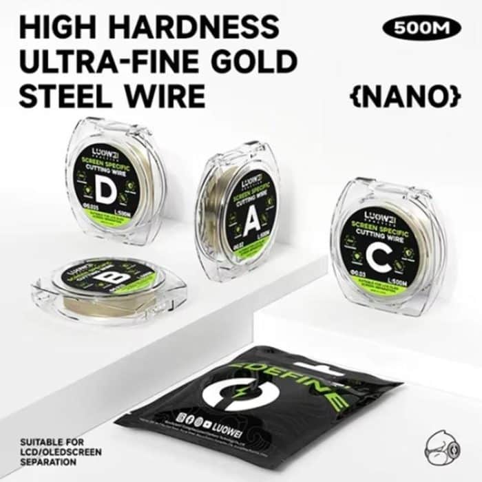 LUOWEI 500M Stahldraht Handy-Bildschirm Trenndraht Schneidedraht, A 0.02mm, B 0.028mm, C 0.03mm, D 0.035mm – Bild 2
