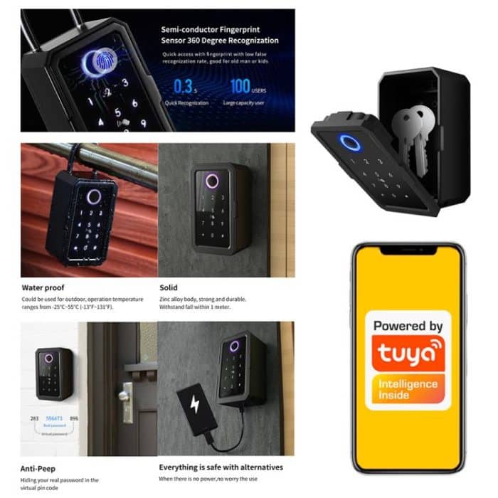 Smart Bluetooth Key Box unterstützt Fingerabdruck/APP/Passwort/IC-Karte Entsperren, Tuya  App, TTLOCK App – Bild 8