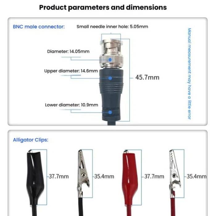 BNC-Stecker auf 2 Krokodilklemmen Oszilloskop-Sondenkabel Q9 Signaltestkabel, 0.5m, 1m, 1.5m – Bild 5