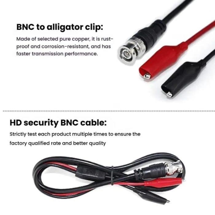 BNC-Stecker auf 2 Krokodilklemmen Oszilloskop-Sondenkabel Q9 Signaltestkabel, 0.5m, 1m, 1.5m – Bild 7