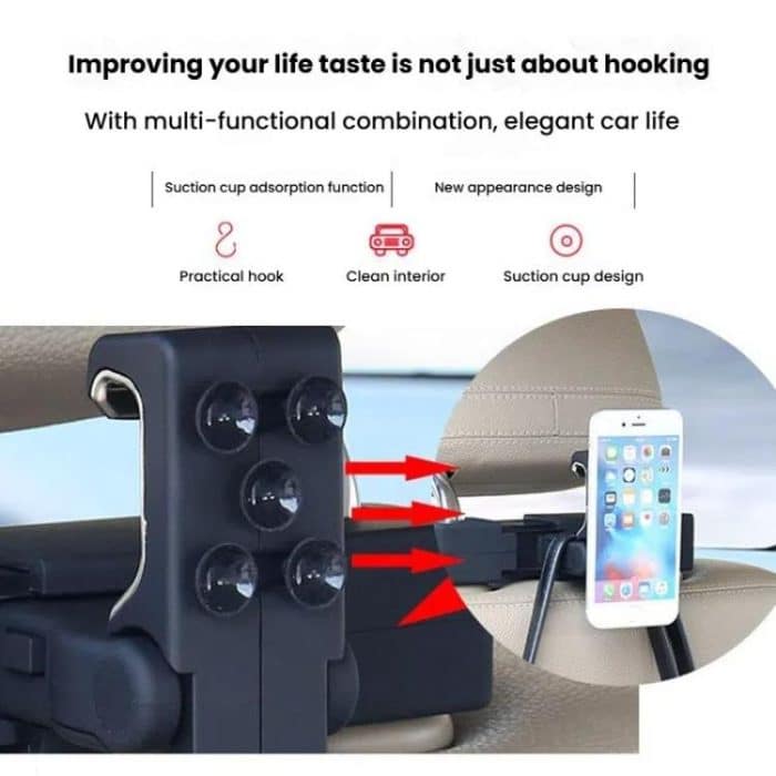 Car Hook Car Seatback Hanging Hook Auto Clothes Bag Hanger, With Suction Cup, Without Suction Cup – Bild 3
