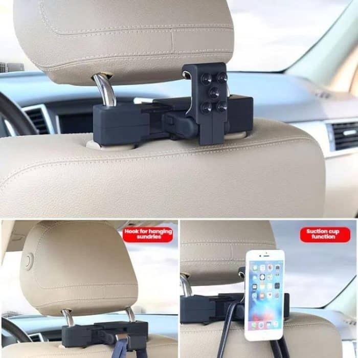 Car Hook Car Seatback Hanging Hook Auto Clothes Bag Hanger, With Suction Cup, Without Suction Cup – Bild 6