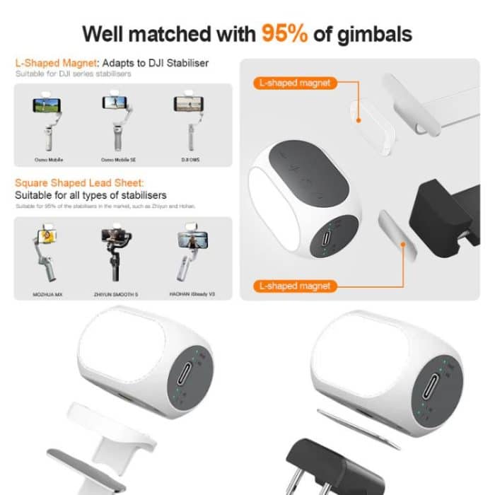 For DJI / Zhiyun Handheld Gimbal Stabilizer Fill Light Magnetic LED Photography Lamp Mobile Phone Fill Light, XJ97 One Lamp, XJ97 Dual Lamp, XJ97P One Lamp + Clips Set, XJ97P Dual Lamp + Clips Set – Bild 6