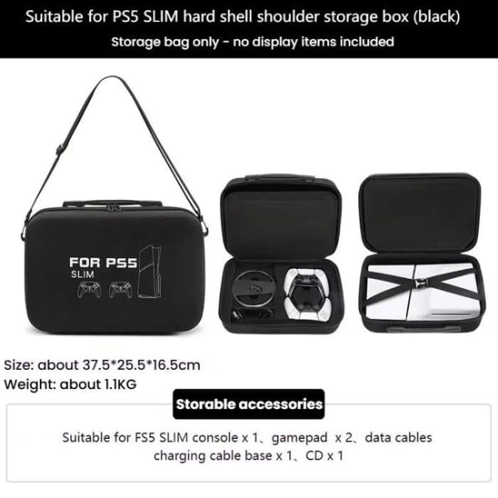 BKANO For Sony PS5 Slim Storage Bag Hard-Shell Shoulder Suitcase Storage Case – Bild 6