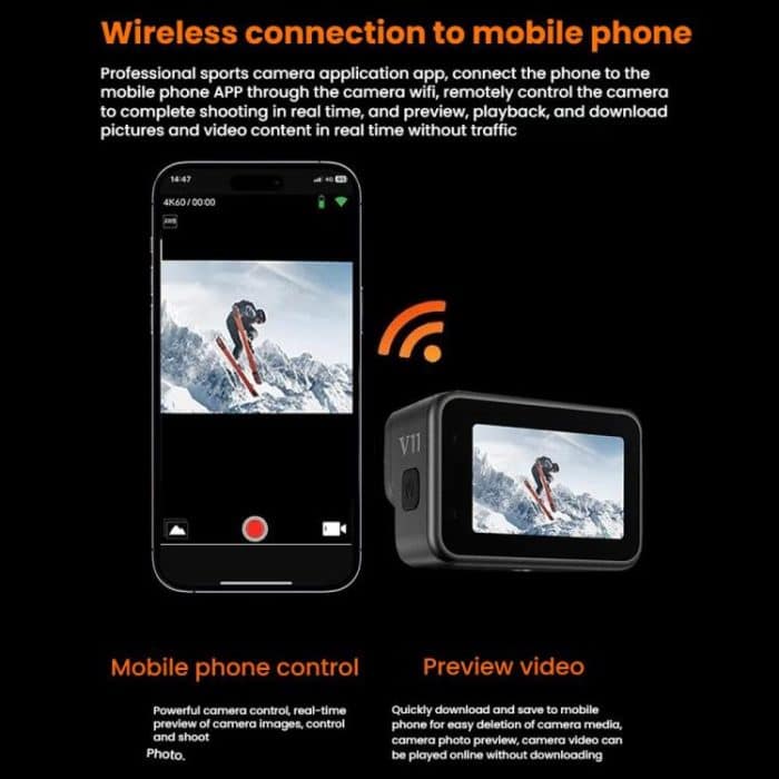 VIRAN V11 Dual-Color Screen 5K HD IP68 Waterproof Six-Axis Anti-Shake Sports Camera, V11 – Bild 6