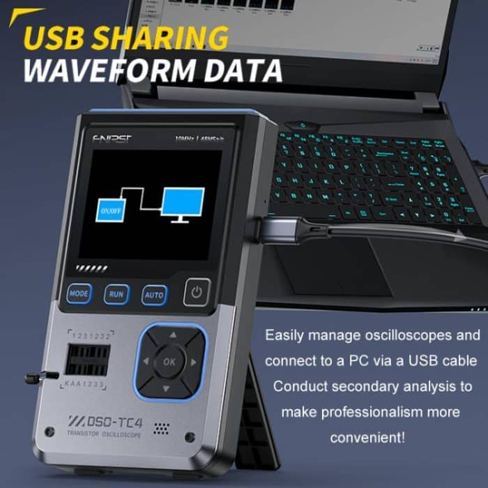 3 In 1 Oscilloscope Transistor Tester Signal Generator 10M Bandwidth Burn-In Proof, FNIRSI DSO-TC4 – Bild 12