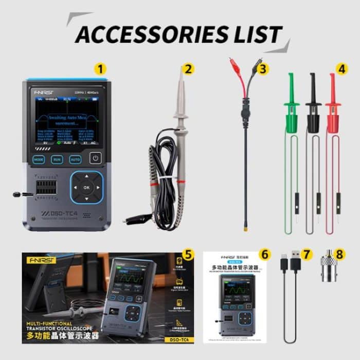 3 In 1 Oscilloscope Transistor Tester Signal Generator 10M Bandwidth Burn-In Proof, FNIRSI DSO-TC4 – Bild 14