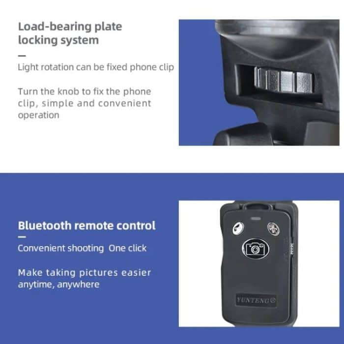 YUNTENG 1288 Adjustable 50 Inch Aluminum Alloy Selfie Stick With Bluetooth Remote Control For Smartphones & Cameras – Bild 6