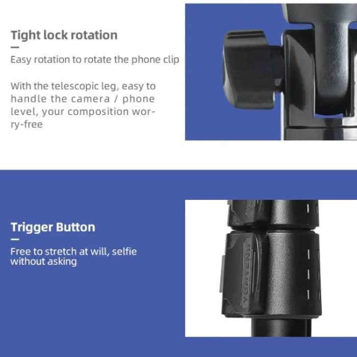 YUNTENG 1288 Adjustable 50 Inch Aluminum Alloy Selfie Stick With Bluetooth Remote Control For Smartphones & Cameras – Bild 7